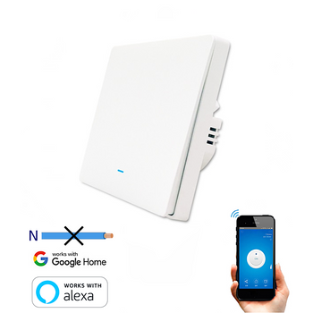Interruptor Wifi Inteligente Botón Smartfy Simple Sin Neutro Blanco Compatible Con Alexa, Google Home, Smart Life Y Tuya
