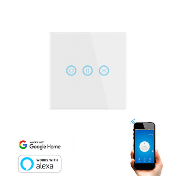 Interruptor Wifi Inteligente Persianas Y Cortinas Smartfy Táctil Blanco Compatible Con Alexa, Google Home, Smart Life Y Tuya