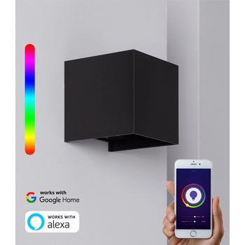 Aplique De Pared Wifi Inteligente Smartfy Rgbw 6w Interior Y Exterior Compatible Con Alexa, Google Home, Smart Life Y Tuya