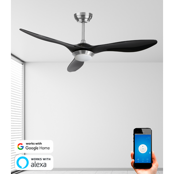 Ventilador De Techo Wifi Smartfy Led Cct 12w Chicago 132cm Motor Dc Compatible Con Alexa Y Google Home, Smart Life Y Tuya