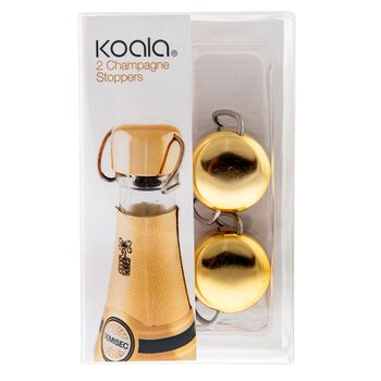 Juego De Tapones Koala Dorado Cava Plástico (2 Uds)