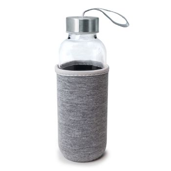 Botella Cristal Funda Neopreno Gris