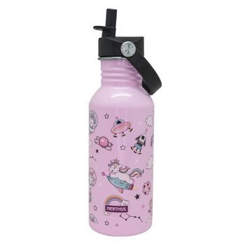 Botella Infantil Unicornios Rosa 500ml - Aluminio Ultraligero