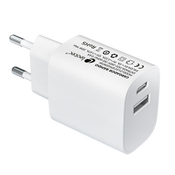 Leotec Cargador 20w 1xusb-c Pd + 1x Usb-a Blanco