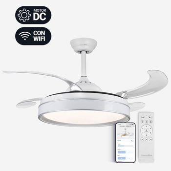 Ventilador De Techo Aspas Ocultas Con Wifi Blanco 122cm | Universalblue