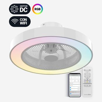 Universalblue Ven Tilador De Techo Con Aspas Ocultas - Ventilador De Techo Sin Aspas, Luz Led Y Wifi - Blanco Tramontana 6051w