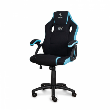 Silla Gaming Ergonómica - Altura Ajustable - Silla Para Oficina, Escritorio De Tela Y Reposabrazos - Azul Y Negra - 5 Ruedas Para Mayor Movilidad