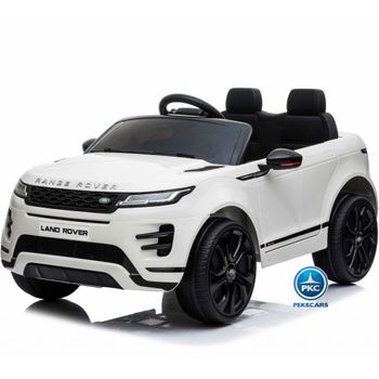 Pekecars Coche Eléctrico Blanco Para Niños Range Rover Evoque. Suspensión Trasera. Asa De Fácil Transporte. Mando 2.4g. Asiento En Polipiel. Conexión Mp3 Y Usb