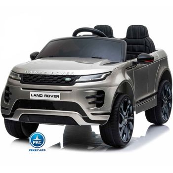 Pekecars Coche Eléctrico Plata Metalizado Para Niños Range Rover Evoque 12v. Suspensión Total. Ruedas De Caucho. Asa De Transporte Fácil. Conexión Mp3. Música Y Luces