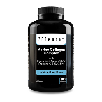 Complejo De Colágeno Marino Con Ácido Hialurónico, Coq10, Vitaminas C & E Y Zinc - 180 Cápsulas