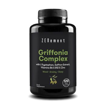 Complejo De Griffonia (fuente De 5-htp) Con L-triptófano, Extracto De Azafrán, B6, B12 Y Zinc Zenement, 120 Comprimidos