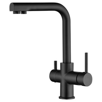 Grifo De Cocina, Monomando De Fregadero Con Sistema Osmosis - Mezclador Grifo De Cocina Para Osmosis Con 2 Vias - Serie Marsella Negro Mate - Gos004/ng  - Marca Mice / Imex