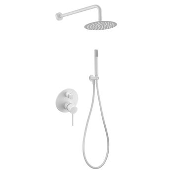 Conjunto De Ducha Empotrada - Monomando 2-vías Serie Milos Stick Gpms045/bl Blanco Mate  - Marca Mice / Imex