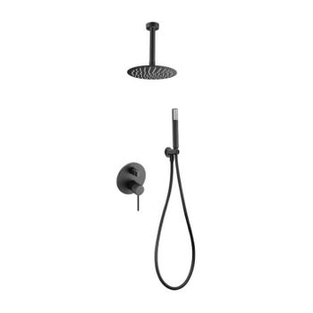 Conjunto De Ducha Monomando Empotrado Techo 2-vías Serie Thalos Stick Gpts045/ng Negro Mate  - Marca Mice / Imex