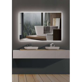 Mice - Espejo De Baño Con Iluminación Led Para Baño, Vestidor, Maquillaje - Espejo Retroiluminado De Luz Led Fría Medida - 80 X 80cm - Suec006/80