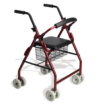 Andador Rollator Aluminio Freno A La Carga | Con Asiento Y Cesta Ortoprime