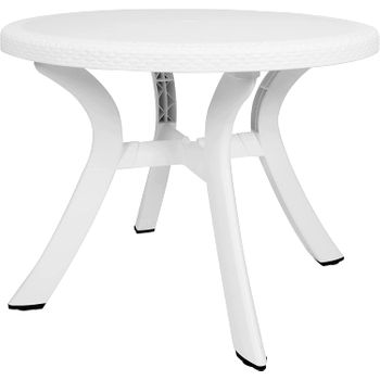 Mesa De Resina Redonda 98øx72cm Caribe  - Crevicosta. Blanco