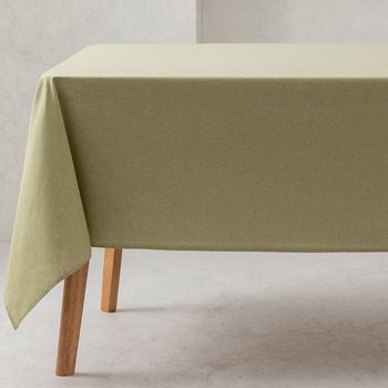 Mantel Antimanchas Liso Tela Algodón Orgánico Rectangular Color Verde 140x180 Cm