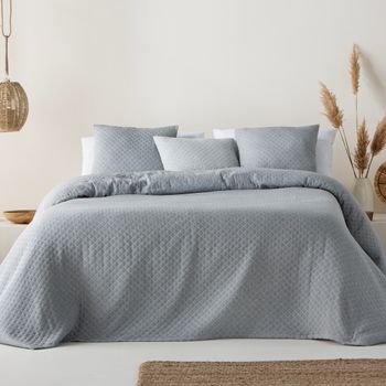 Colcha Cama 80/90 Cm Lisa Jacquard Algodón Ligera Transpirable 180x270cm Color Gris