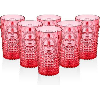 Prisma - Prisma - Pack De 6 Vasos 750 Ml. Color Rojo. Vaso De Policarbonato Tamaño Grande, Reutilizable, Libre De Bpa