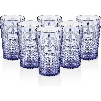 Prisma - Prisma - Pack De 6 Vasos 750 Ml. Color Azul. Vaso De Policarbonato Tamaño Grande, Reutilizable, Libre De Bpa