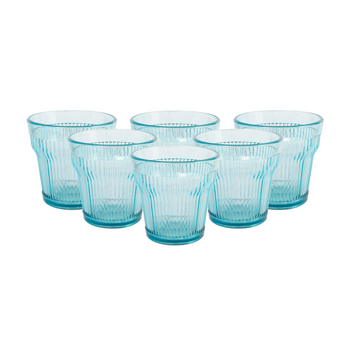 Prisma - Pack 6 Unidades Vaso 300 Ml. Mod. Empire State Color Turquesa. Vaso De Policarbonato Tamaño Mediano, Reutilizable, Libre De Bpa