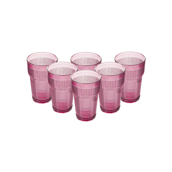 Prisma - Pack 6 Unidades Vaso 400 Ml.  Mod. Empire State Color Rosa Palo. Vaso De Policarbonato Tamaño Grande, Reutilizable, Libre De Bpa