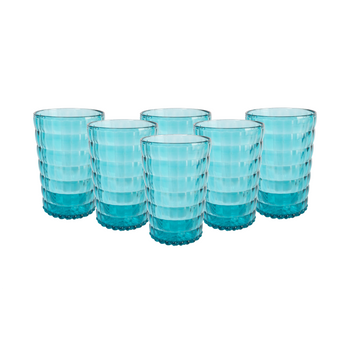 Prisma - Pack 6 Unidades Vaso 400 Ml.mod. Bauhaus Color Turquesa. Vaso De Policarbonato Tamaño Mediano, Reutilizable, Libre De Bpa , 400