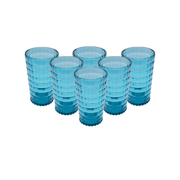 Prisma - Pack 6 Unidades Vaso 750 Ml. Mod. Bauhaus Color Turquesa. Vaso De Policarbonato Tamaño Grande, Reutilizable, Libre De Bpa