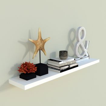 Conjunto 3 Baldas Pared Madera HENOR. 65x17x7.5 Cm. Blanco