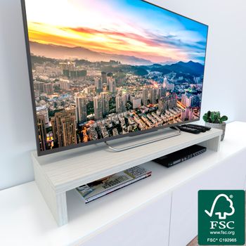 Elevador TV 90/110 x 35 x 15 cm mueble tv Blanco. FSC®