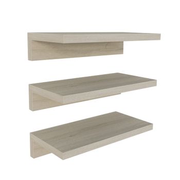 Conjunto 3 Baldas Paredde Madera Henor Forma L 35 X 17 X 7.5 Cm - Roble Stel