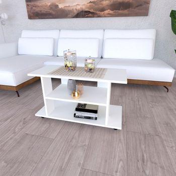 Mesa auxiliar de madera Tramontina London de tauarí almendra con ruedas