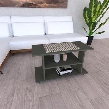 Mesa Auxiliar Con Ruedas De Madera Henor Modelo Pilar. 90 X 40 X 65,5 Cm - Grafito Mate