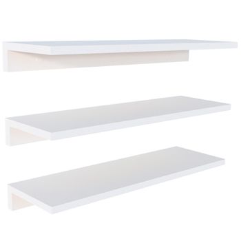 Conjunto 3 Baldas Paredde Madera Henor Forma L 85 X 17 X 7.5 Cm - Blanco.