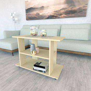 Mesa Auxiliar Con Ruedas De Madera Henor Modelo Pilar. 90 X 40 X 65,5 Cm - Roble Stel