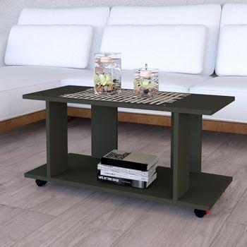 Mesa Baja Con Ruedas De Madera Henor Modelo Pilar. 90 X 40 X 45,5 Cm - Grafito Mate