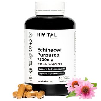 Equinácea 7500 Mg. 180 Cápsulas Veganas Para 6 Meses