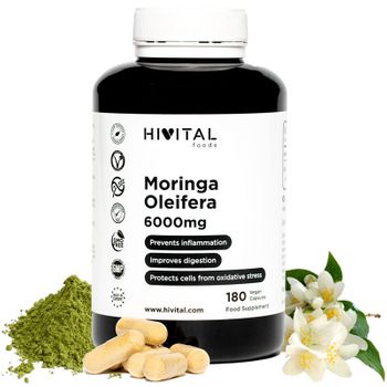 Moringa Oleifera 6000 Mg. 180 Cápsulas Veganas Para 6 Meses