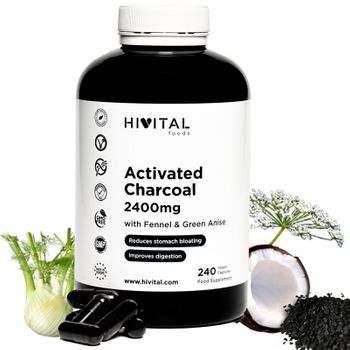 Carbón Activado 2400 Mg. 240 Cápsulas Veganas Para 1 Mes De Tratamiento