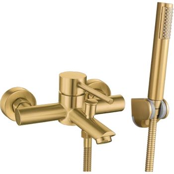 Comprar Grifo empotrado dorado de lavabo oro monomando caña redonda online