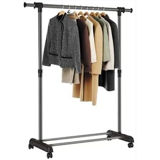 Perchero Metálico Con Ruedas Con 2 Estantes Multiusos – Estructura Resistente  Burro De Entrada 84x43x160cm Negro con Ofertas en Carrefour