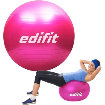 Pelota de pilates, 58 cm, Antideslizante, Anti-pinchazos, Incluye  inflador, Lavable, Azul, PY-01