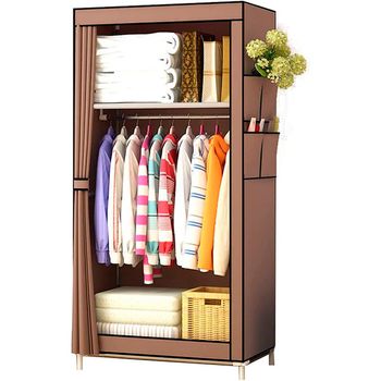 Armario Vestidor Tela Con Bolsillos Laterales 160x70x45 Cm (marron)