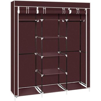 Armario Vestidor De Tela Nyana Home 170x150x45cm, 3 Puertas, 7 Huecos, 1 Ropero Marron