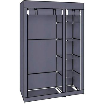 Armario Vestidor de Tela con Puertas Cremallera y Ruedas Nyana Home  170x125x45cm 6 huecos, 3 puertas, 2 roperos - AliExpress