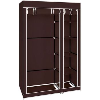 Armario Vestidor De Tela Con Puertas De Cremallera Nyana Home Medidas 170x110x45cm  Marron