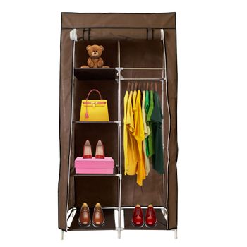 Armario Vestidor De Tela Con Puertas De Cremallera Y Bolsillos Laterales Nyana Home Medidas 165x88x45cm Marron