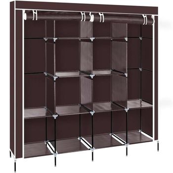 Armario Vestidor De Tela Con Puertas De Cremallera Y Bolsillos Laterales Nyana Home Medidas 170x167x45cm Marron