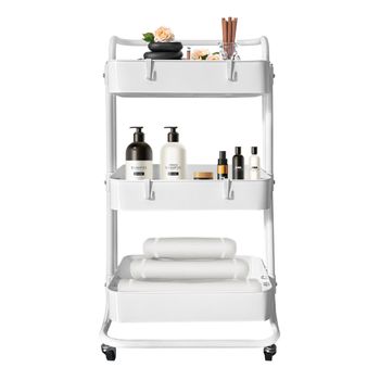 Carrito Almacenamiento Metálico Nyana Home 3 Estantes 85x44x37cm, 3 Estantes Blanco.